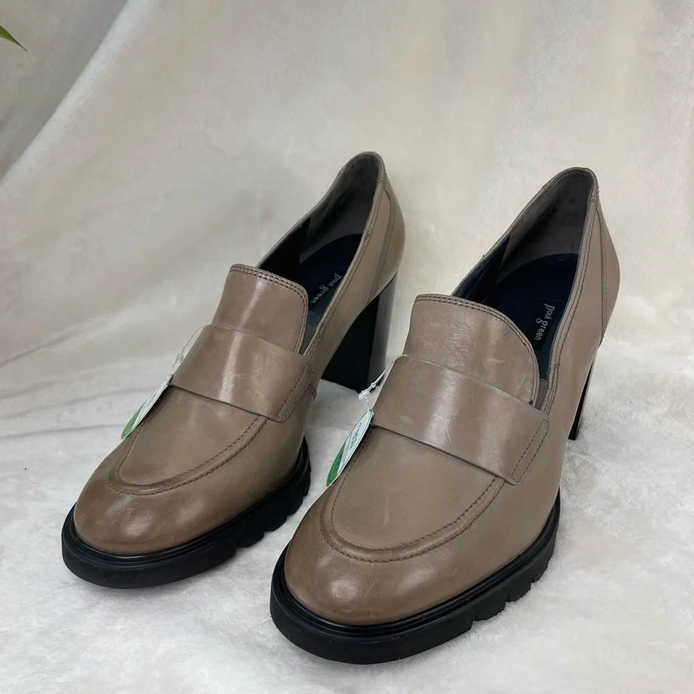 $450 PAUL GREEN NINA LOAFER PUMP‎ ANTELOPE STAR LEATHER 8 AU/ 10.5 US, (G 764)